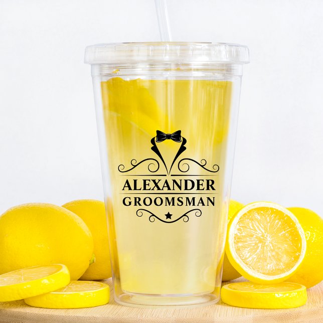 Vaso Acrílico Neumático negro de Groomsman (Customize to change text color or text size.)