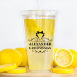 Vaso Acrílico Neumático negro de Groomsman<br><div class="desc">Boda Groomsman Black Tie Bebe Cup</div>