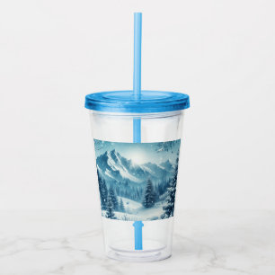 Vaso Acrílico Nevada Winter Mountain
