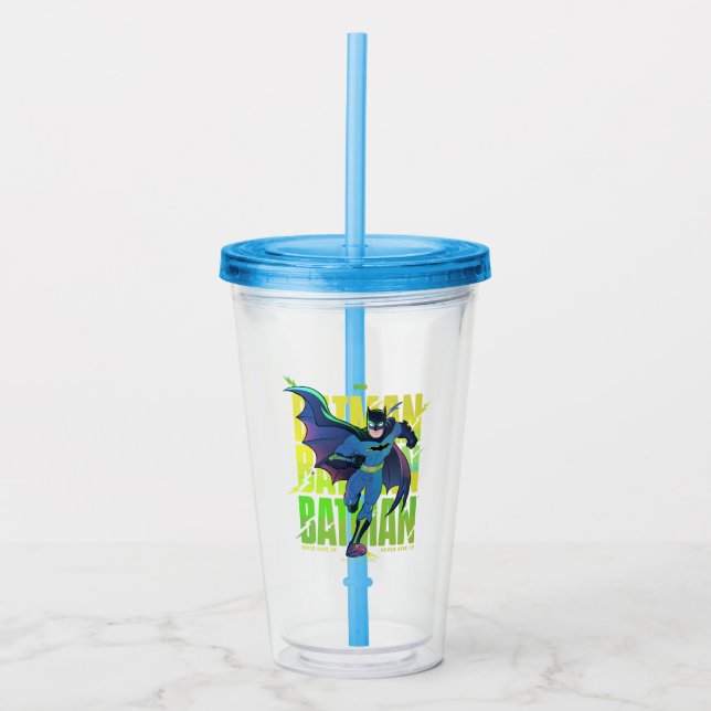 Vaso Acrílico Never Give Up Batman Running Graphic (Anverso)