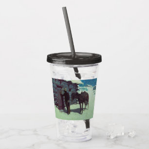 Vaso Acrílico Nieve de invierno de caballos y bovinas
