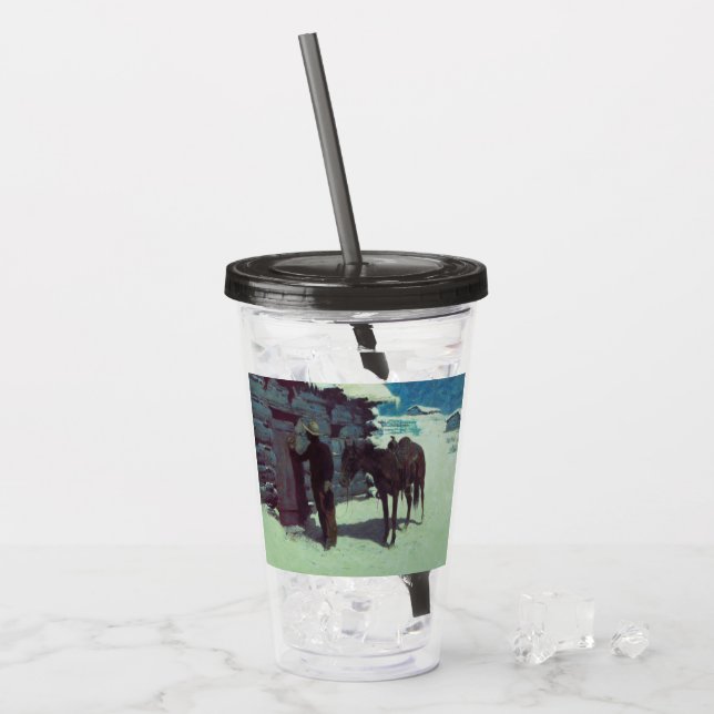 Vaso Acrílico Nieve de invierno de caballos y bovinas (Anverso (hielo))