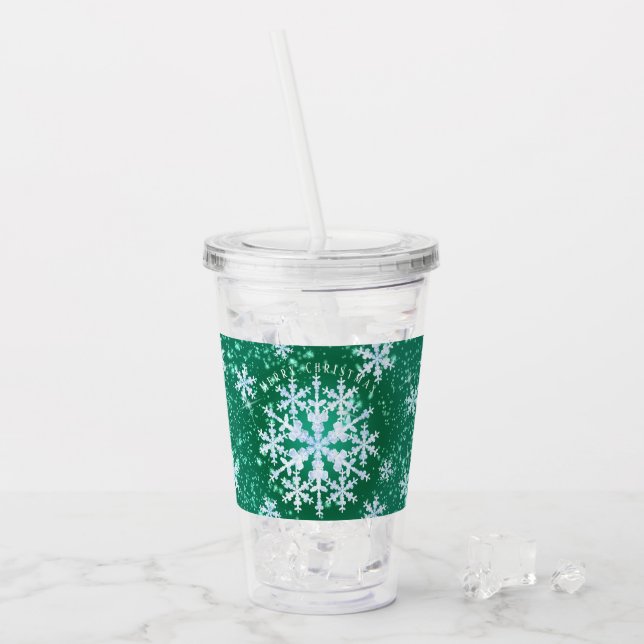 Vaso Acrílico Nieve: Tumbler verde de acrílico blanco (Anverso (hielo))