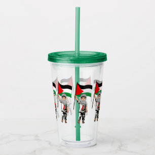 Vaso Acrílico Niño con bandera palestina de Keffiyeh