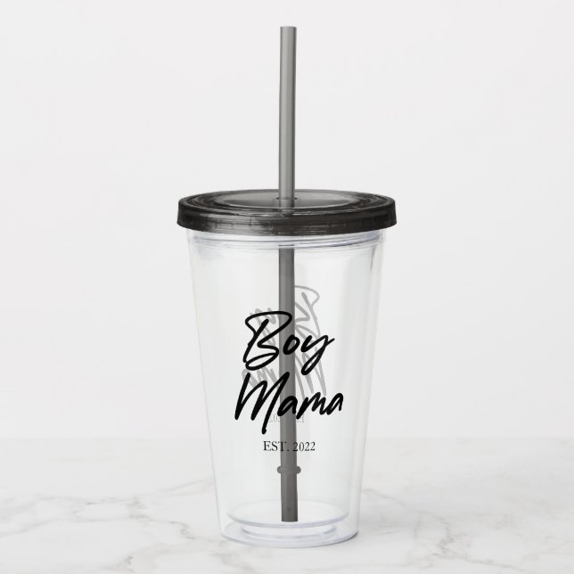 Vaso Acrílico Niño Mamá Personalizado Este. Año Mamá Mímica Míni (Anverso)