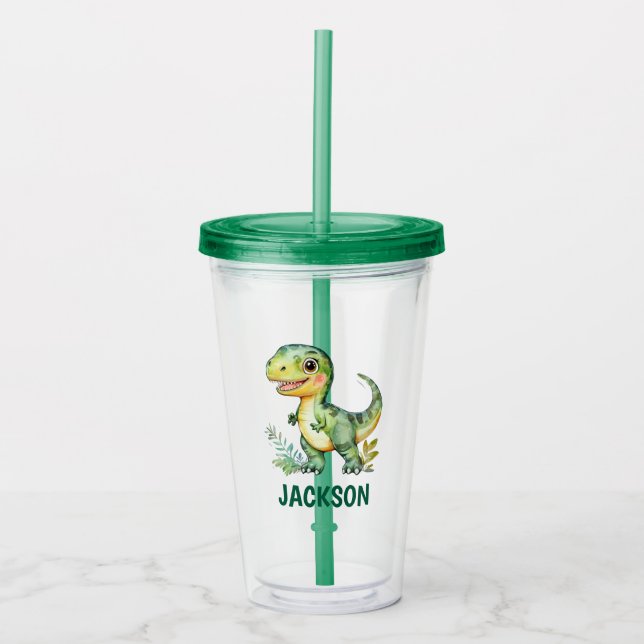 Vaso Acrílico Niños adoran tumbler de dinosaurio personalizado (Anverso)