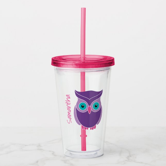 Vaso Acrílico Niños animales personalizados chicas púrpuras del (Anverso)