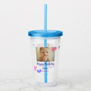 Vaso Acrílico Niños bebé primer cumpleaños añadir fecha añadir f