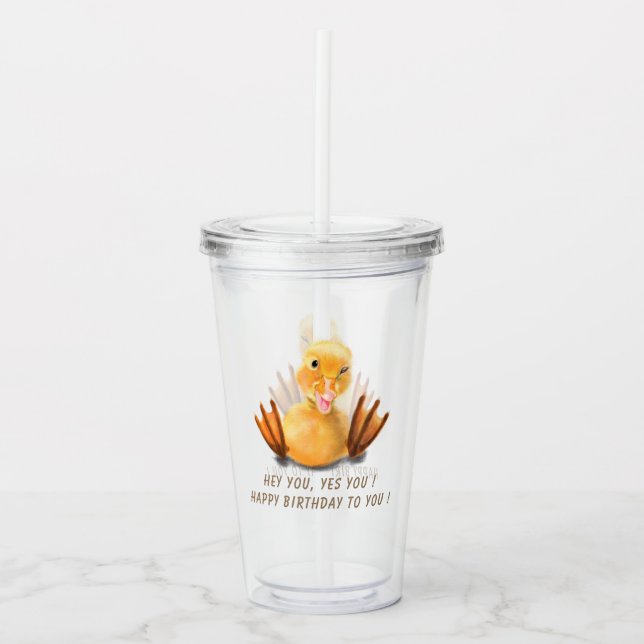 Vaso Acrílico Niños del Pato Feliz Tumbler Acrílico Bityhday (Anverso)