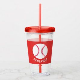Vaso Acrílico Niños Deportivos Béisbol Atlético Personalizado Ro