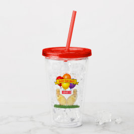 Vaso Acrílico Niños felices globos de cumpleaños amarillos