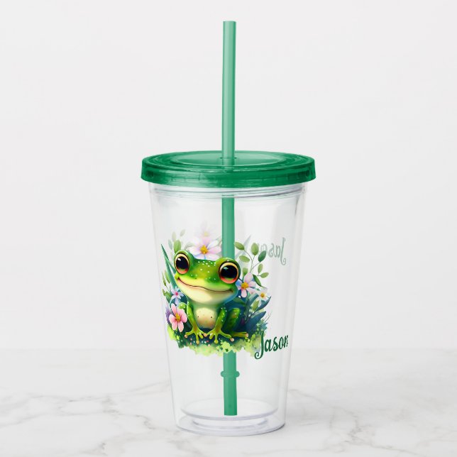 Vaso Acrílico Niños Felices Rana Verde (Anverso)