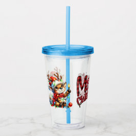 Vaso Acrílico Niños Feliz Navidad Reno