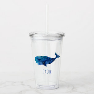 Vaso Acrílico Niños marinos de la ballena de la acuarela