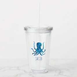 Vaso Acrílico Niños marinos del pulpo de la acuarela