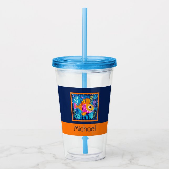 Vaso Acrílico Niños peces coloridos (Anverso)