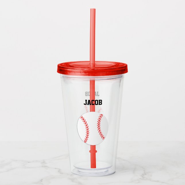 Vaso Acrílico Niños personalizados de béisbol (Anverso)