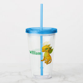Vaso Acrílico Niños personalizados Dragón amarillo Tumbler acríl