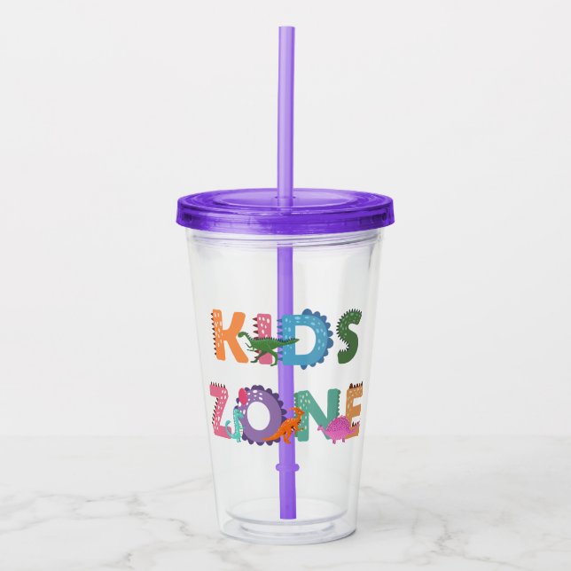 Vaso Acrílico Niños Zona Dinosaurios (Anverso)