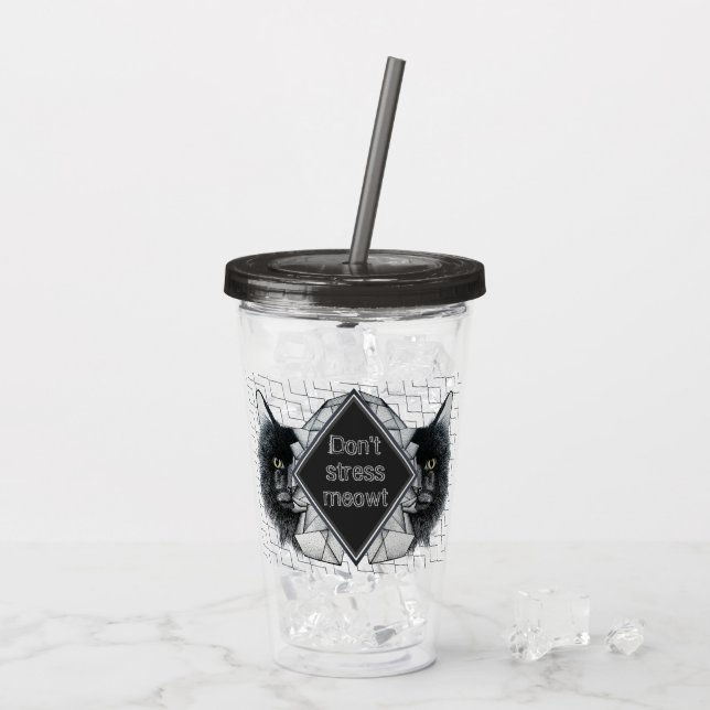 Vaso Acrílico No enfatizar Gato geométrico (Reverso (hielo))