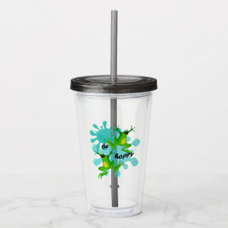 Vaso Acrílico No te preocupes por ser una rana de amapola feliz