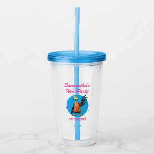 Vaso Acrílico Noche de gallinas divertidas, fiesta de pollo, hum