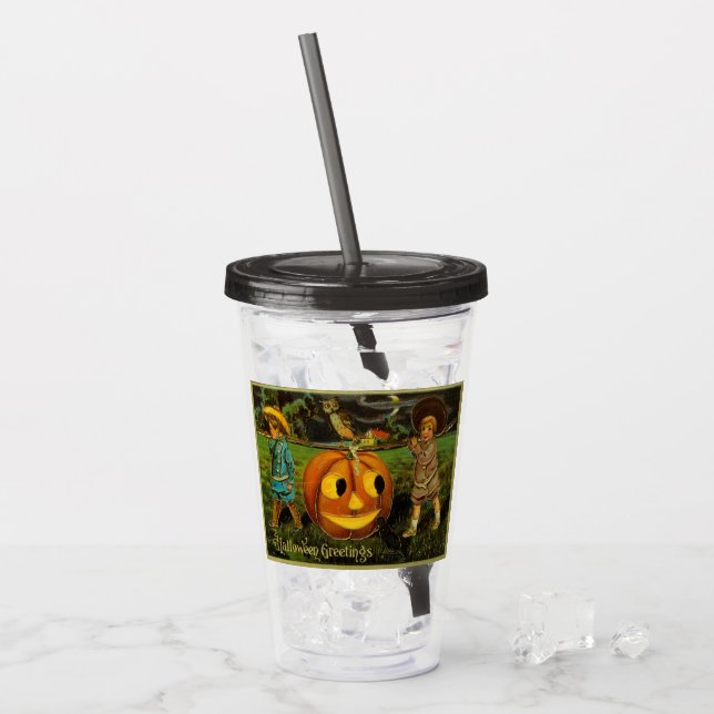 Vaso Acrílico Noche de halloween Jack-o-Lantern para niños (Anverso (hielo))