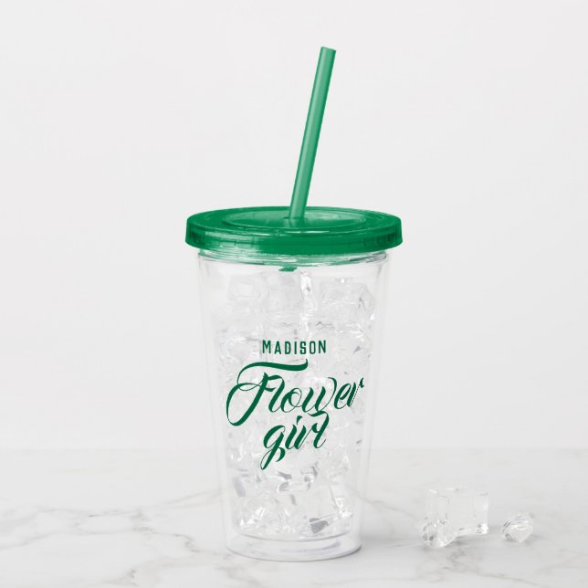 Vaso Acrílico Nombra de flor Nombra de escritura verde regalo de (Reverso (hielo))