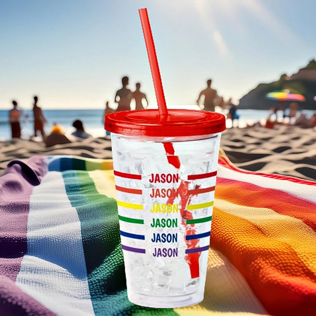 Vaso Acrílico Nombre de arcoíris personalizado  (Subido por el creador)
