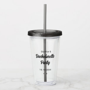 Vaso Acrílico Nombre de grupo de la novia en la despedida de sol