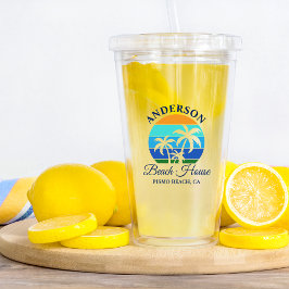 Vaso Acrílico Nombre de la Familia Beach House Sun Palm Trees