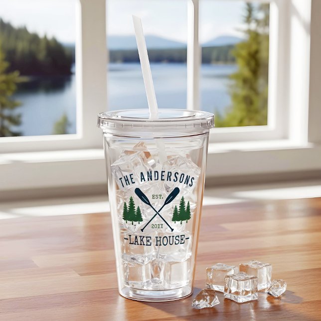 Vaso Acrílico Nombre de la familia Lake House Rustic Oars Pine T (Subido por el creador)