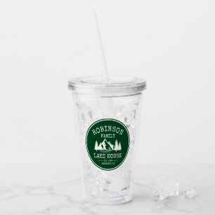 Vaso Acrílico Nombre de la familia Lake House Trees Forest Green