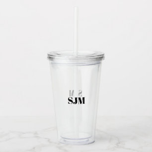 Vaso Acrílico Nombre de las iniciales del monograma del Personal