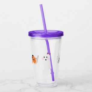 Vaso Acrílico Nombre de letras dibujadas a mano de fantasma lind