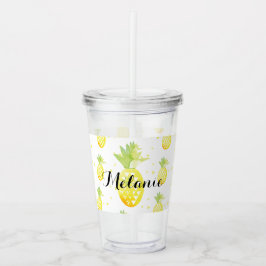 Vaso Acrílico Nombre de patrón de confeti de piña tropical