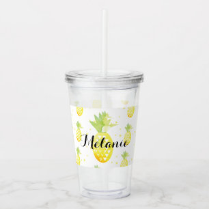 Vaso Acrílico Nombre de patrón de confeti de piña tropical