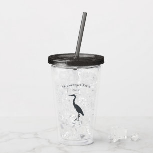 Vaso Acrílico nombre de texto personalizado Gran silueta de garz