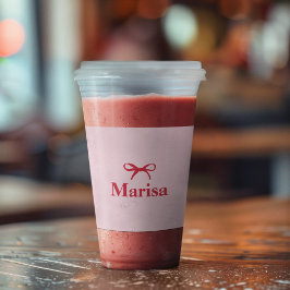 Vaso Acrílico Nombre de vaca rosa y rojo personalizado