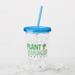 Vaso Acrílico Nombre del administrador de planta personalizado P