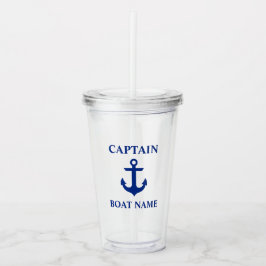Vaso Acrílico Nombre del barco del capitán del Ancla Náutica