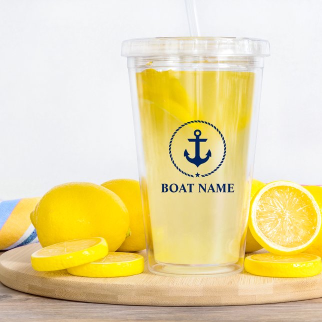 Vaso Acrílico Nombre del barco estrella del ancla náutica (Customize to change text size or text style.)