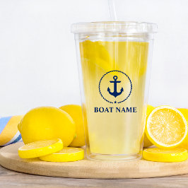 Vaso Acrílico Nombre del barco estrella del ancla náutica