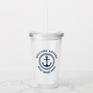 Vaso Acrílico Nombre del barco Personalizado bienvenida a bordo