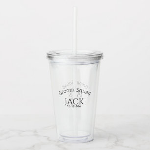 Vaso Acrílico nombre del equipo del novio fecha año letra negrit