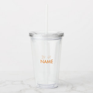 Vaso Acrílico nombre del personalizar, naranja minimalista de te