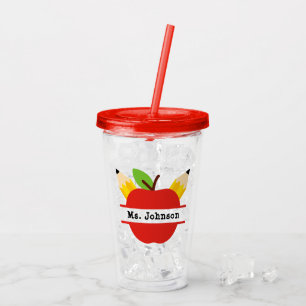 Vaso Acrílico Nombre del profesor Apple personalizado
