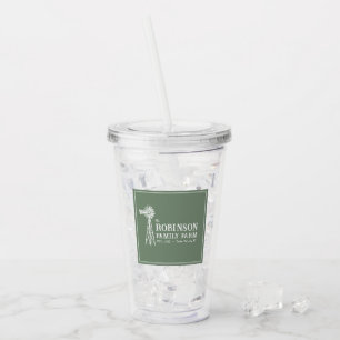 Vaso Acrílico Nombre Familiar Granja Rústico Molino de viento Sa
