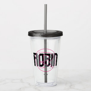 Vaso Acrílico Nombre Hi-Tech Gráfico de Robin