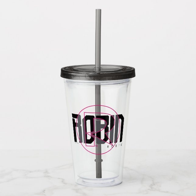 Vaso Acrílico Nombre Hi-Tech Gráfico de Robin (Anverso)
